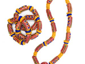 Unisex Handmade Ghanaian Beaded Necklace and Bracelet Set