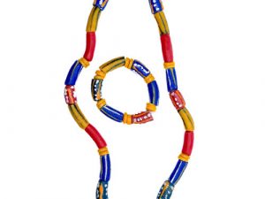 Unisex Handmade Ghanaian Beaded Necklace and Bracelet Set