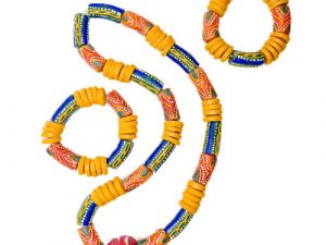 Men’s Handmade Ghanaian Beaded Necklace and Bracelet Set