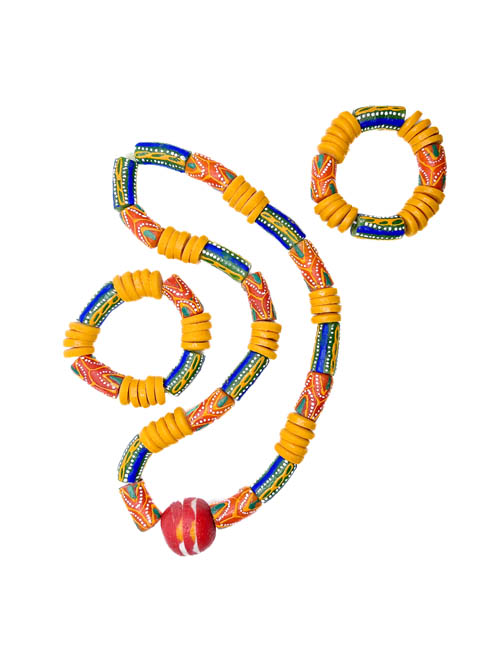 Men’s Handmade Ghanaian Beaded Necklace and Bracelet Set