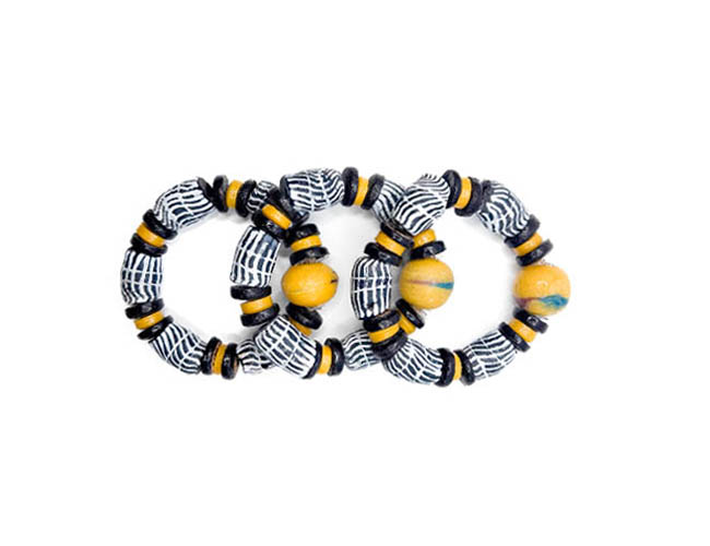Men’s Handmade Ghanaian Glass Beaded Bracelet Set