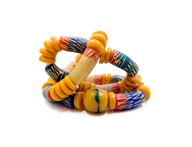 Unisex Handmade Ghanaian Glass Beaded Bracelet Set