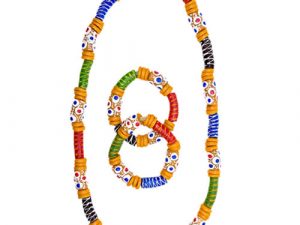 Unisex Handmade Ghanaian Beaded Necklace and Bracelet Set