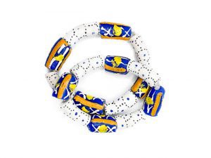 White and Blue Unisex Ghanaian Beaded Bracelet Set