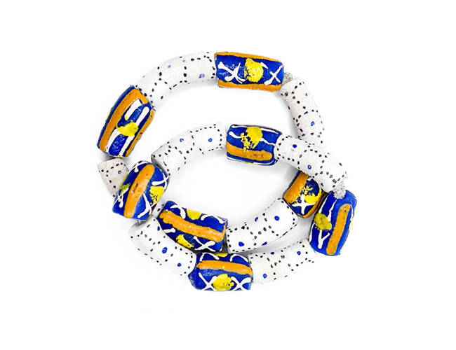 White and Blue Unisex Ghanaian Beaded Bracelet Set