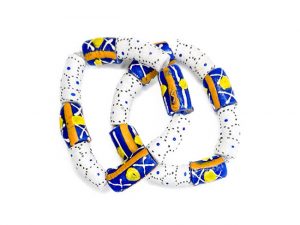 White and Blue Unisex Ghanaian Beaded Bracelet Set