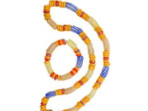 Unisex Handmade Ghanaian Beaded Necklace and Bracelet Set