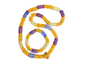 Unisex Handmade Ghanaian Beaded Necklace and Bracelet Set