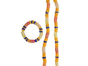 Unisex Handmade Ghanaian Beaded Necklace and Bracelet Set