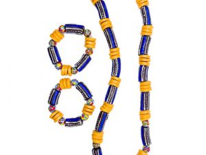 Unisex Handmade Ghanaian Beaded Necklace and Bracelet Set