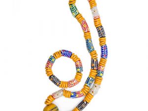 Unisex Handmade Ghanaian Beaded Necklace and Bracelet Set