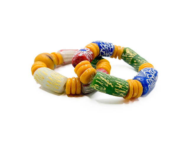 Men’s Handmade Ghanaian Glass Beaded Bracelet Set