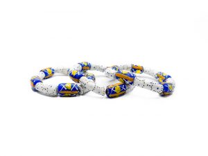 White and Blue Unisex Ghanaian Beaded Bracelet Set