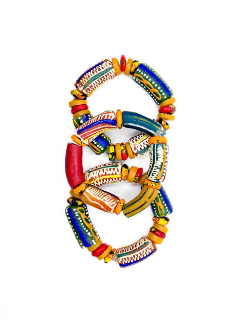 Unisex Handmade Ghanaian Glass Beaded Bracelet Set