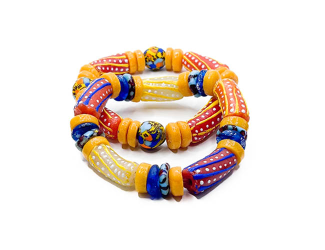 Unisex Handmade Ghanaian Glass Beaded Bracelet Set